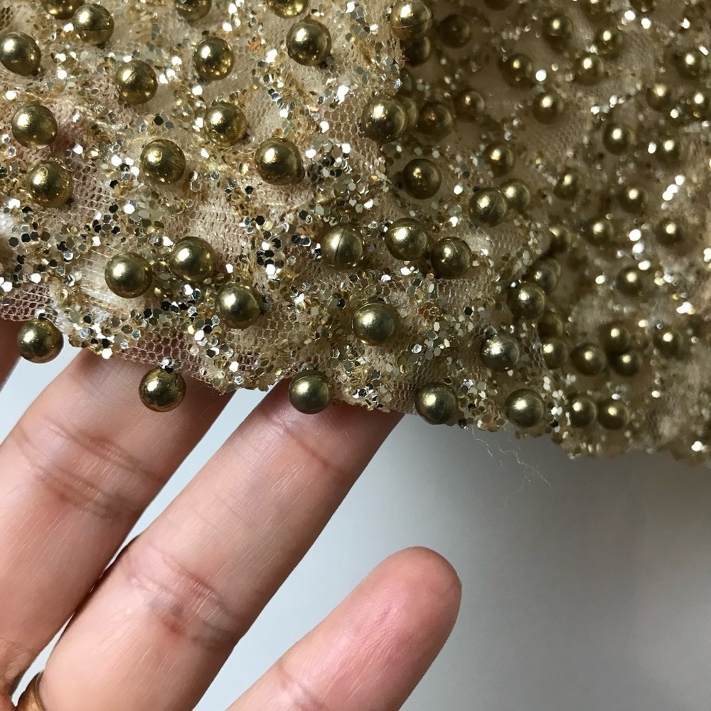 Oh Polly women’s Gold Beaded embellished mini party skirt short Size 0 New - Picture 6 of 12